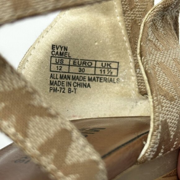 Michael Kors Evyn Girls Camel Faux Leather Block Heel Sandals Girl's Size 12 - Picture 8 of 11
